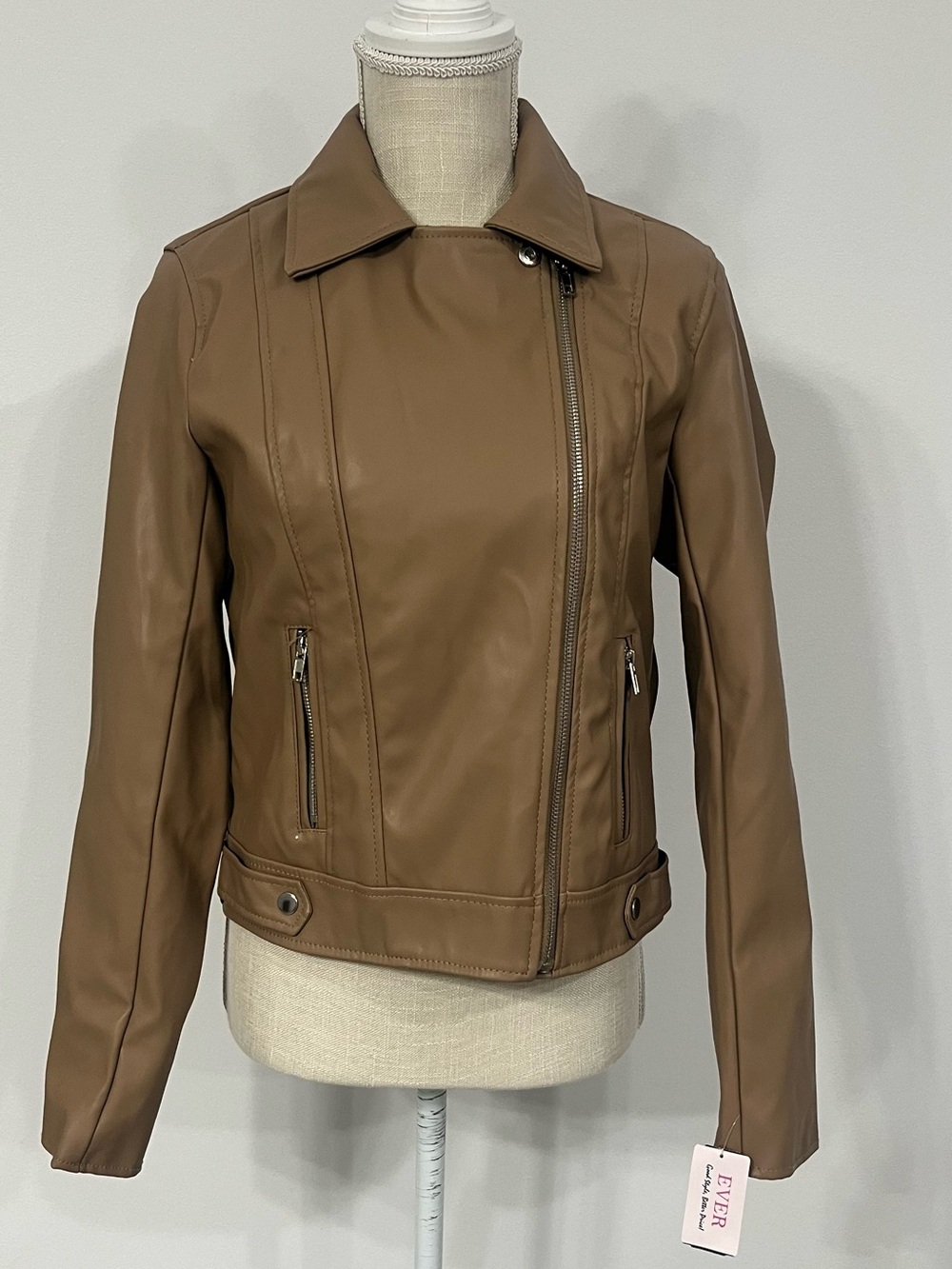 Active USA - Womens Zip Down Faux Leather Jacket - Size M - NWT